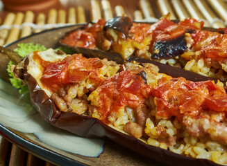 Imam bayildi with  lamb, tzatziki