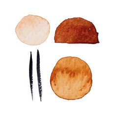 Abstract modern watercolor brush. Black, orange, red, gold, yellow watercolor Illustration isolated on white background. Wedding card. Minimal business card, poster, logo