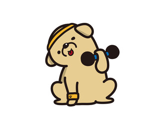 運動をする犬　ダンベル運動