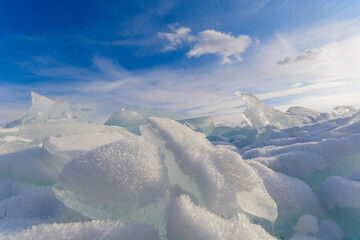 Winter siberian landscape with view on sky