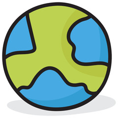 
A spherical model of earth, doodle design of globe icon
