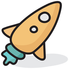 
Missile, rocket launcher icon in doodle design.
