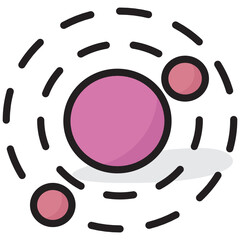 
Doodle flat icon of solar system, planets revolving around sun
