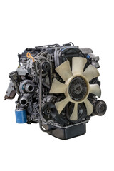 Old engine after repair on white background. Isolated.