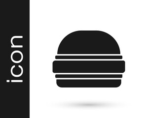 Black Burger icon isolated on white background. Hamburger icon. Cheeseburger sandwich sign. Fast food menu. Vector.