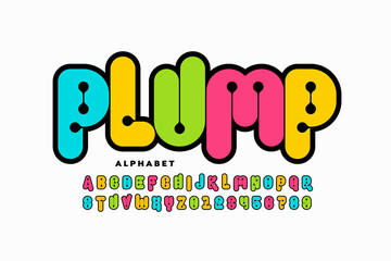 Plumpy style font, alphabet letters and numbers
