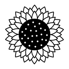 Sunflower vector cartoon icon for print design. Vector illustration flower on white background. Isolated cartoon icon sunflower.
