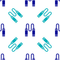 Blue Jump rope icon isolated seamless pattern on white background. Skipping rope. Sport equipment. Vector.