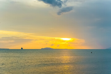 Naklejka na ściany i meble Amazing sunset view on South China sea at Sanya, Hainan, China