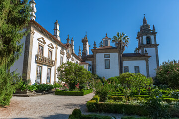 Fototapeta na wymiar View of the Solar de Mateus exterior building, iconic of the 18th century Portuguese baroque