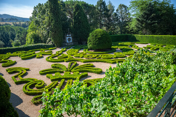 View of an iconic and geometric classic baroque garden