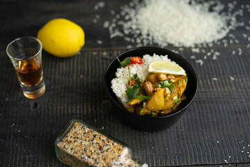 Indian cuisine. spicy curry in bowl.