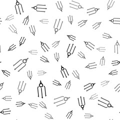 Black Neptune Trident icon isolated seamless pattern on white background. Vector.