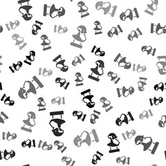 Black Ancient bust sculpture icon isolated seamless pattern on white background. Vector.
