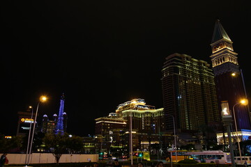 Fototapeta na wymiar Amazing night view of hotels and casinos in Cotai of Macao
