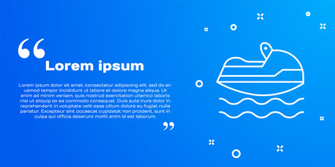 White line Jet ski icon isolated on blue background. Water scooter. Extreme sport. Vector Illustration.