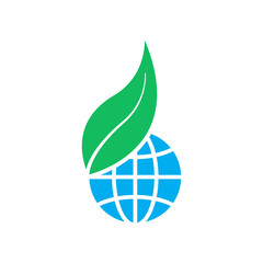 Earth and plant flat icons. Good for protecting ozone. design template vector