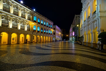 Macao,  Night street view of the Taipa old town area