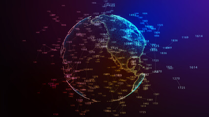Earth Globe. Background with Light Effect. Global International Connectivity Background. 3D illustration.