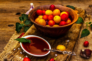 Tkemali Georgian cherry plum sauce with garlic and hot pepper
