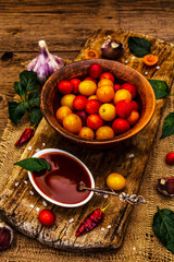 Tkemali Georgian cherry plum sauce with garlic and hot pepper