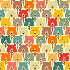 Bears seamless cartoon pattern
