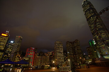 Modern city at night, Hong Kong
