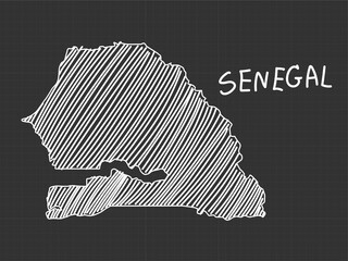 Senegal map freehand sketch on black background.