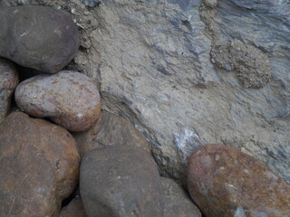 close up The surface of the brown stones are arranged
