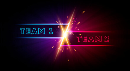 Vector Illustration Team 1 Versus Team 2 Battle Background. VS Match With Two Players © Black White Mouse