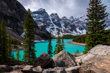 moraine lake in the mountains