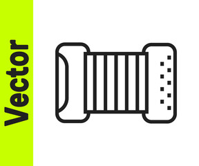 Black line Musical instrument accordion icon isolated on white background. Classical bayan, harmonic. Vector.