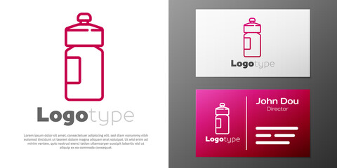 Fototapeta premium Logotype line Fitness shaker icon isolated on white background. Sports shaker bottle with lid for water and protein cocktails. Logo design template element. Vector.