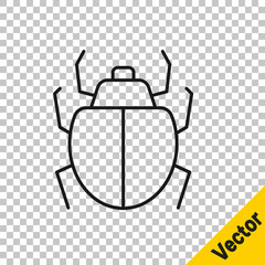 Black line Mite icon isolated on transparent background. Vector.