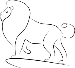 Lion contour line drawing. Lion animal logo.