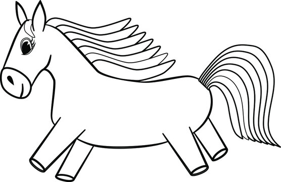 Little horse sketch. A horse with a mane gallops.