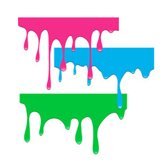 Set of dripping paints. Dripping liquid. Fluid fluid. Spilling paint. Falling paint. Fluid oil stain. Abstract, liquid drops of ink. Vector illustration.