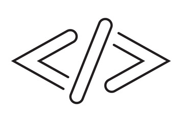 Hypertext Markup Language (HTML) code angle bracket line art icon for apps and website