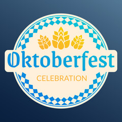 Oktoberfest logo, badge or label set. Beer festival poster or banner design elements. German fest signs. Stamp or seal collection with hops. Vector illustration.
