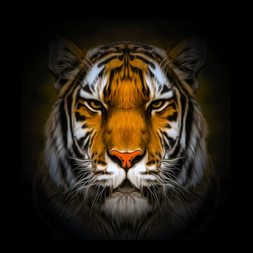 Tiger On Black Background