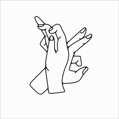 hand drawn hand icons in simple minimalistic line art style. logo elements illustrations for graphic design, logos and branding, social media icons. hand poses, pointing, holding, reaching, grasping.