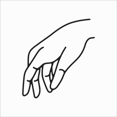 hand drawn hand icons in simple minimalistic line art style. logo elements illustrations for graphic design, logos and branding, social media icons. hand poses, pointing, holding, reaching, grasping.