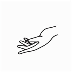 hand drawn hand icons in simple minimalistic line art style. logo elements illustrations for graphic design, logos and branding, social media icons. hand poses, pointing, holding, reaching, grasping.