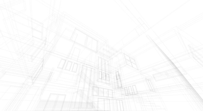 House building architectural concept 3d