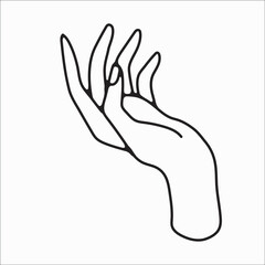 hand drawn hand icons in simple minimalistic line art style. logo elements illustrations for graphic design, logos and branding, social media icons. hand poses, pointing, holding, reaching, grasping.