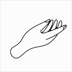 hand drawn hand icons in simple minimalistic line art style. logo elements illustrations for graphic design, logos and branding, social media icons. hand poses, pointing, holding, reaching, grasping.