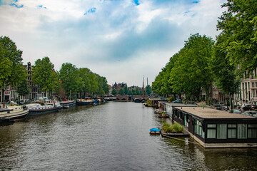 Fototapeta premium canal in amsterdam netherlands