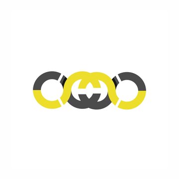 cmwc, omwc, omwo, omo, cwc initials geometrical rounded logo and vector icon