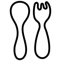 
Line design of spoon with fork, kitchen cutlery icon
