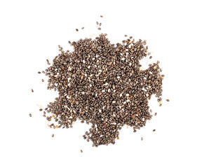 Chia seeds isolated on a white background, top view